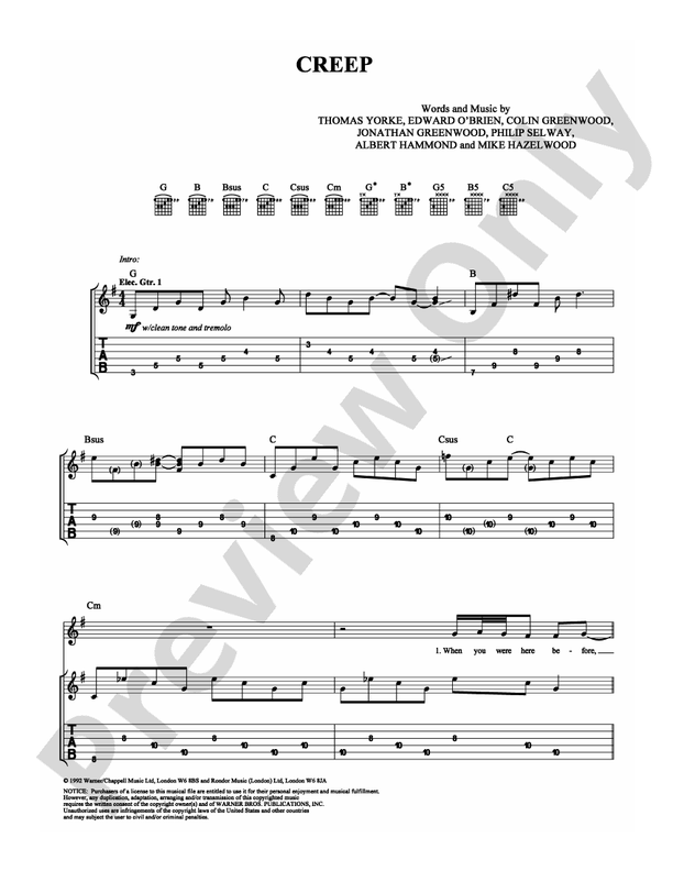 Creep - Guitar TAB (Digital Download)