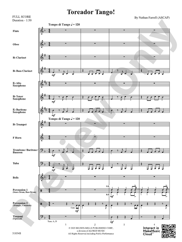Toreador Tango! - Concert Band Conductor Score & Parts(Digital Download)