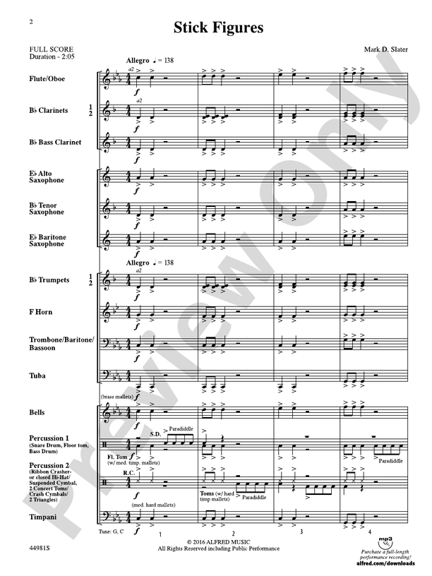 Stick Figures - Concert Band Conductor Score & Parts (Digital Download)