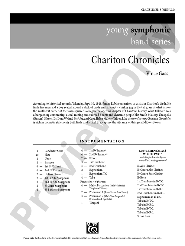 Chariton Chronicles - Concert Band Conductor Score & Parts (Digital Download)