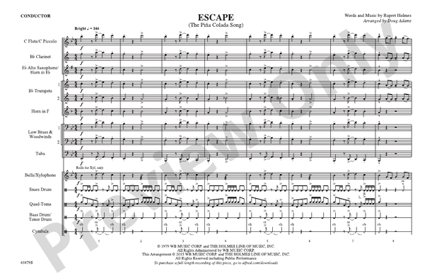 Escape (from Guardians of the Galaxy) – Marching Band Conductor Score & Parts (Digital Download)