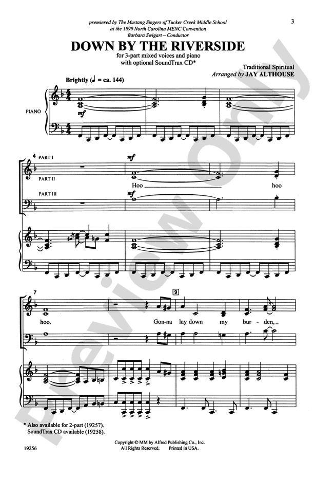 Down by the Riverside – 3-Part Mixed (with Opt. Staging) Choral Octavo (Digital Download)