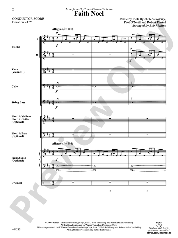 Faith Noel – String Orchestra Conductor Score & Parts (Digital Download)