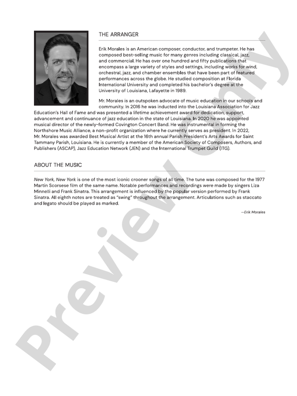 Theme from New York, New York – Concert Band Conductor Score & Parts (Digital Download)