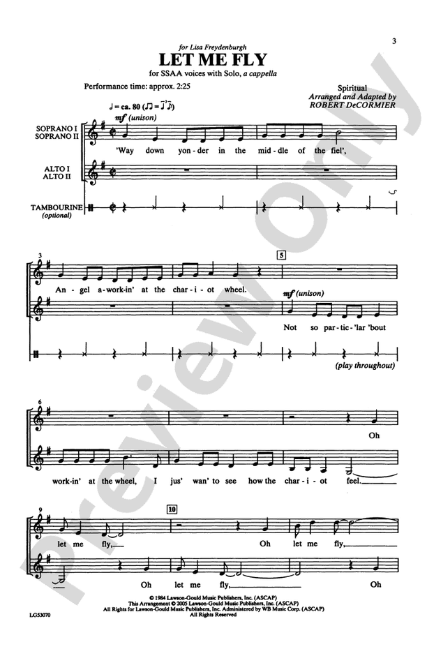 Let Me Fly – SSAA and Solo, a cappella Choral Octavo (Digital Download)