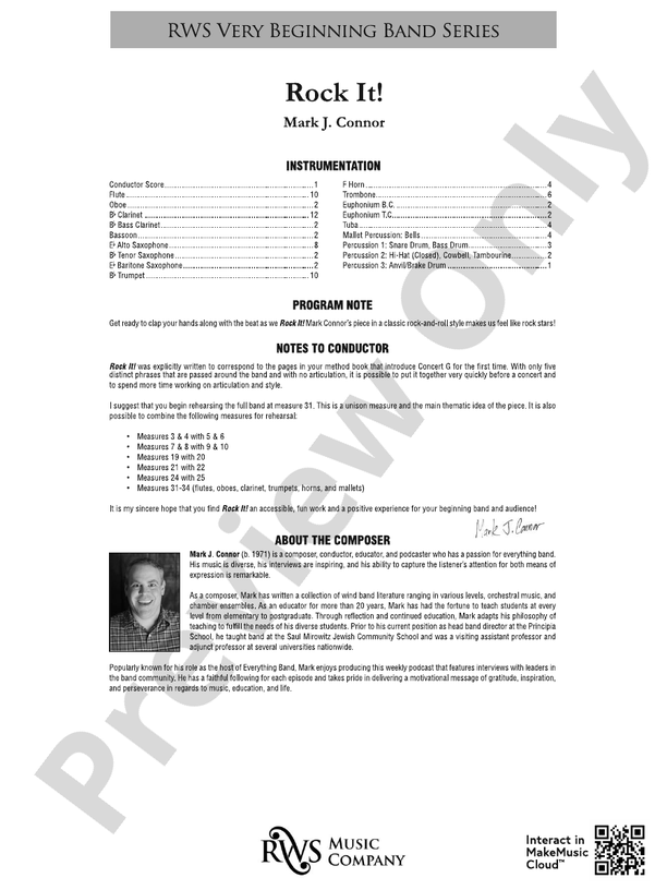 Rock It! - Concert Band Conductor Score & Parts (Digital Download)