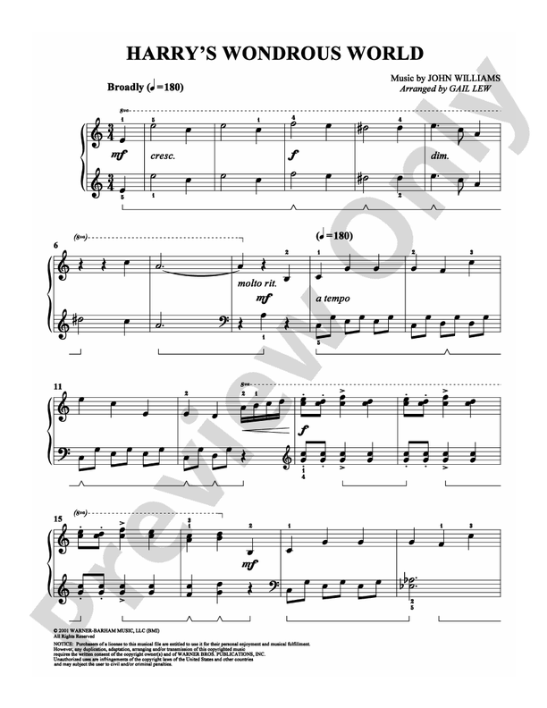 Harry's Wondrous World - Arr. Gail Lew - Easy Piano (Digital Download)