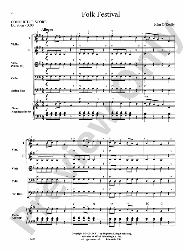 Folk Festival – String Orchestra Conductor Score & Parts (Digital Download)