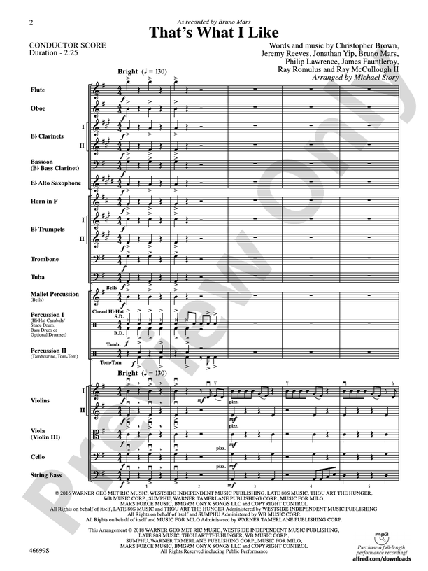 That's What I Like - Full Orchestra Conductor Score & Parts (Digital Download)