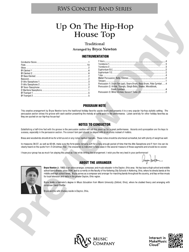 Up on the Hip-Hop House Top - Concert Band Conductor Score & Parts(Digital Download)