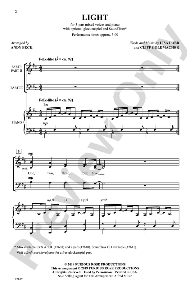 Light – 3-Part Mixed Choral Octavo (Digital Download)