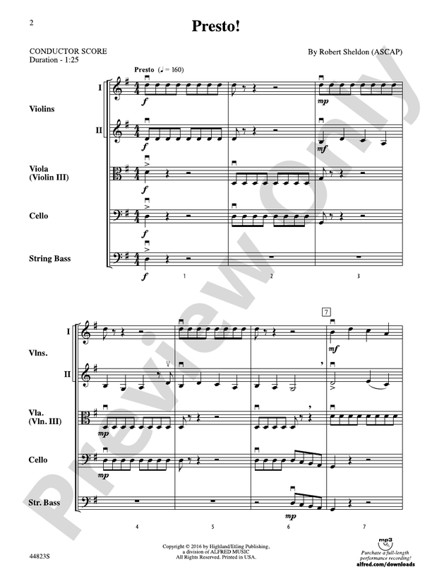 Presto! (Grade 1) - String Orchestra Conductor Score & Parts (Digital Download)