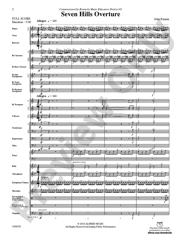 Seven Hills Overture - Concert Band Conductor Score & Parts (Digital Download)