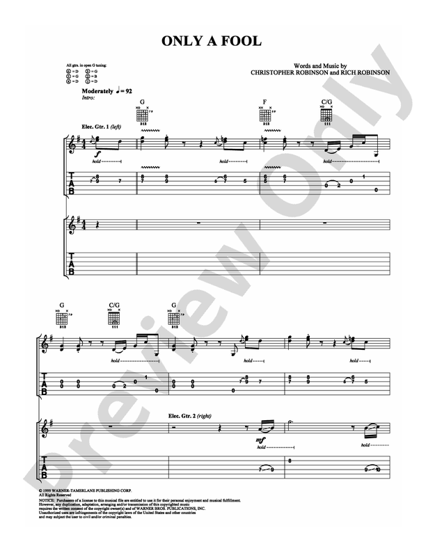 Only a Fool - Guitar TAB (Digital Download)