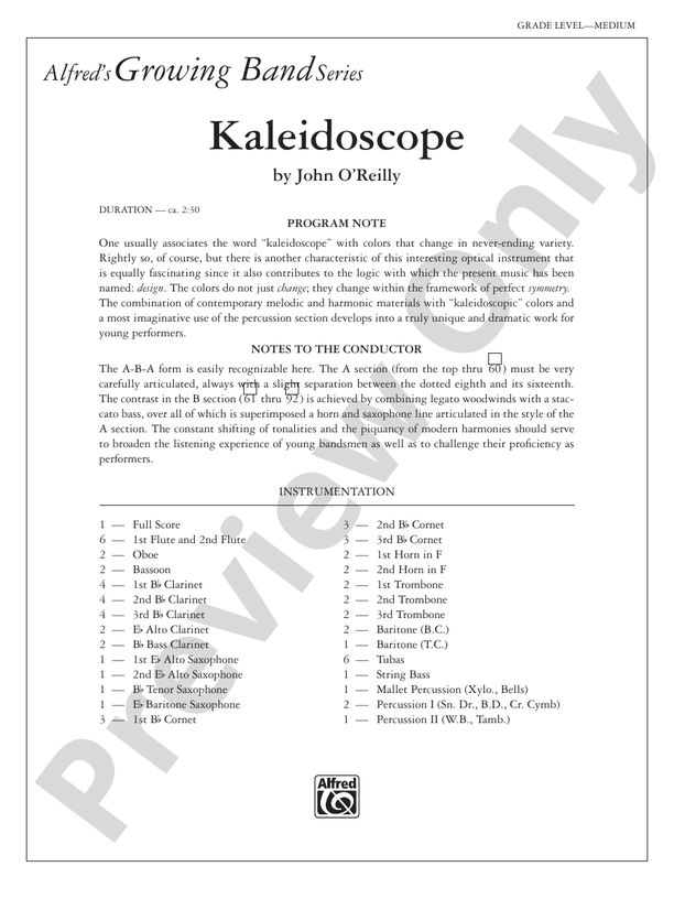 Kaleidoscope - Concert Band Conductor Score & Parts (Digital Download)