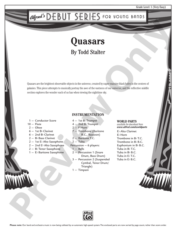 Quasars - Concert Band Conductor Score & Parts (Digital Download)