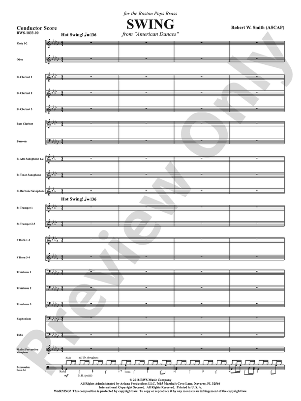 Swing - From <i>American Dances</i> - Concert Band Conductor Score & Parts (Digital Download)