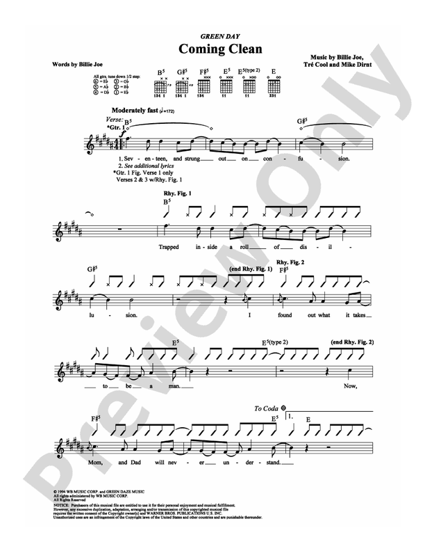Coming Clean - Guitar TAB (Digital Download)