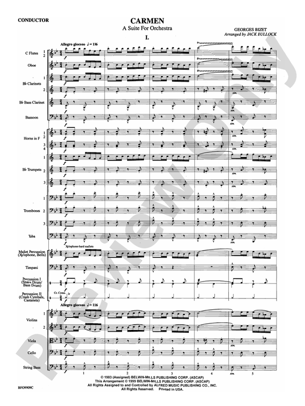 Carmen Suite – Ful Orchestra Conductor Score & Parts (Digital Download)