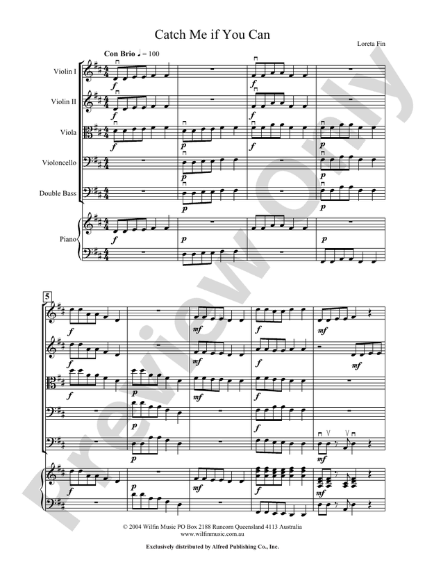 Catch Me If You Can - Loreta Fin – String Orchestra Conductor Score & Parts (Digital Download)