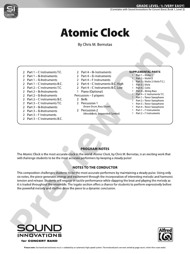 Atomic Clock (Chris M Bernotas - Flexible Arrangement) - Concert Band Conductor Score & Parts (Digital Download)
