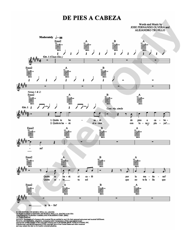 De Pies a Cabeza - Guitar TAB (Digital Download)
