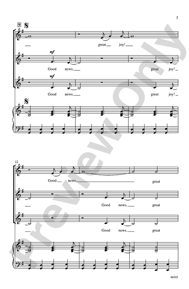 Good News, Great Joy! – SSA Choral Octavo (Digital Download)