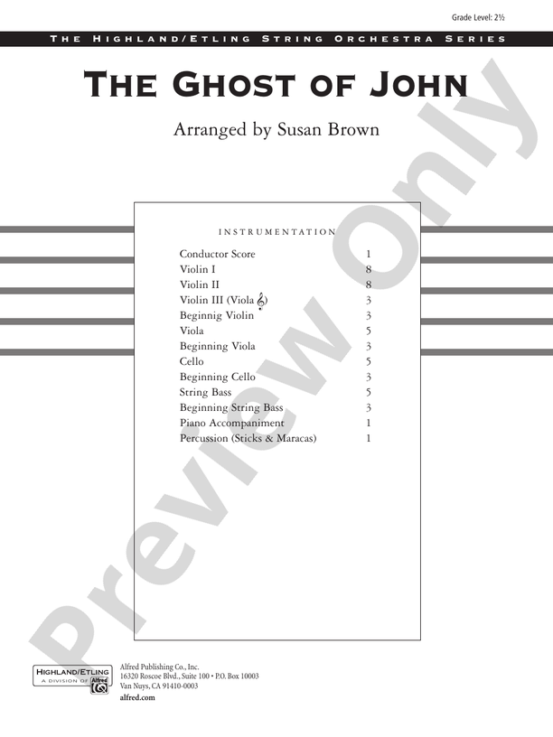 The Ghost of John – String Orchestra Conductor Score & Parts (Digital Download)