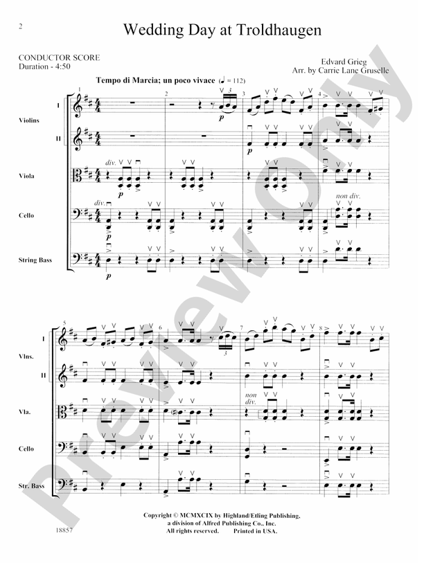 Wedding Day at Troldhaugen – String Orchestra Conductor Score & Parts (Digital Download)