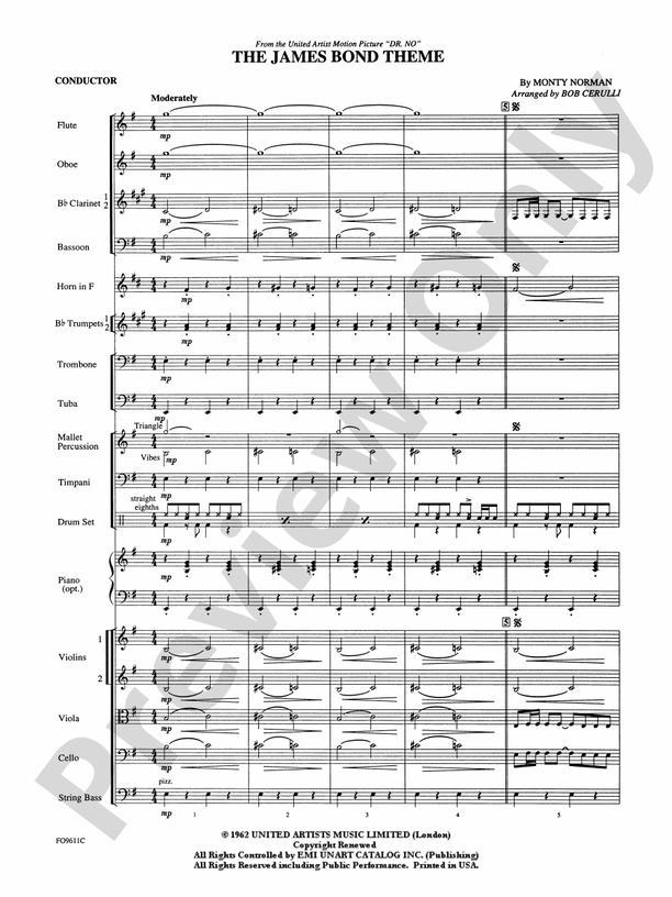 The James Bond Theme - Full Orchestra Conductor Score & Parts (Digital Download)