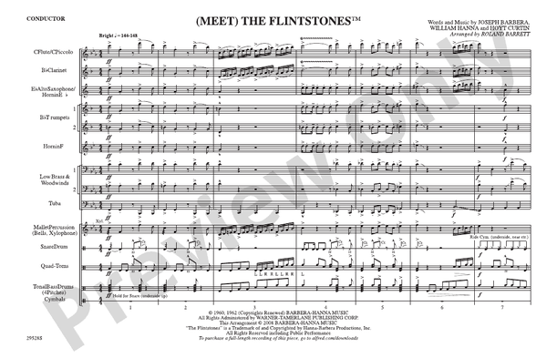 (Meet) The Flintstones – Marching Band Conductor Score & Parts (Digital Download)