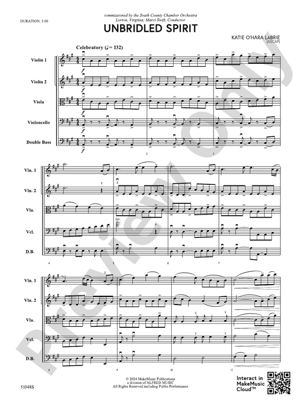 Unbridled Spirit – String Orchestra Conductor Score & Parts (Digital Download)