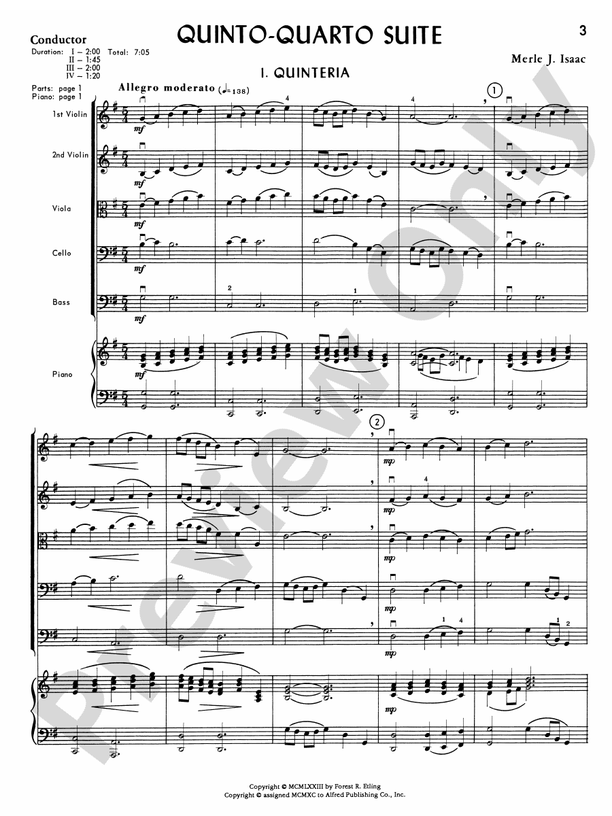 Quinto-Quarto Suite – String Orchestra Conductor Score & Parts (Digital Download)