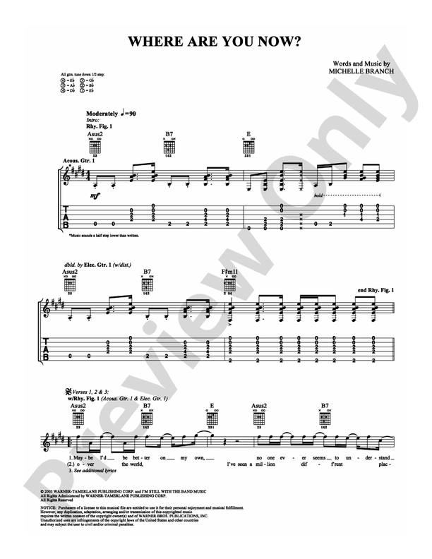 Where Are You Now? - Guitar TAB (Digital Download)