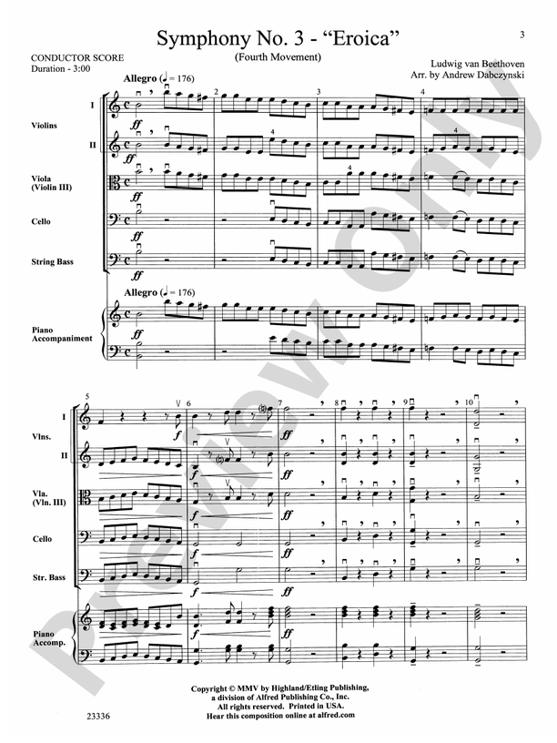 Symphony No. 3 - Eroica (4th Movement) – String Orchestra Conductor Score & Parts (Digital Download)