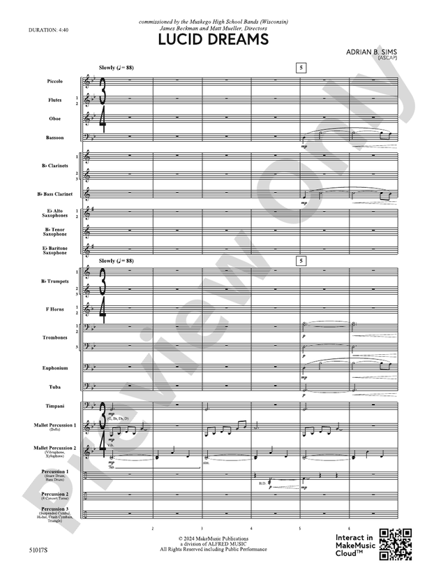 Lucid Dreams – Concert Band Conductor Score & Parts (Digital Download)