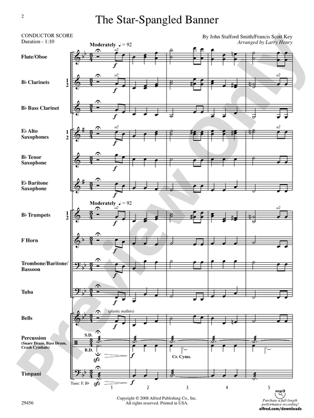 The Star-Spangled Banner (Arr. Larry Henry) - Concert Band Conductor Score & Parts (Digital Download)