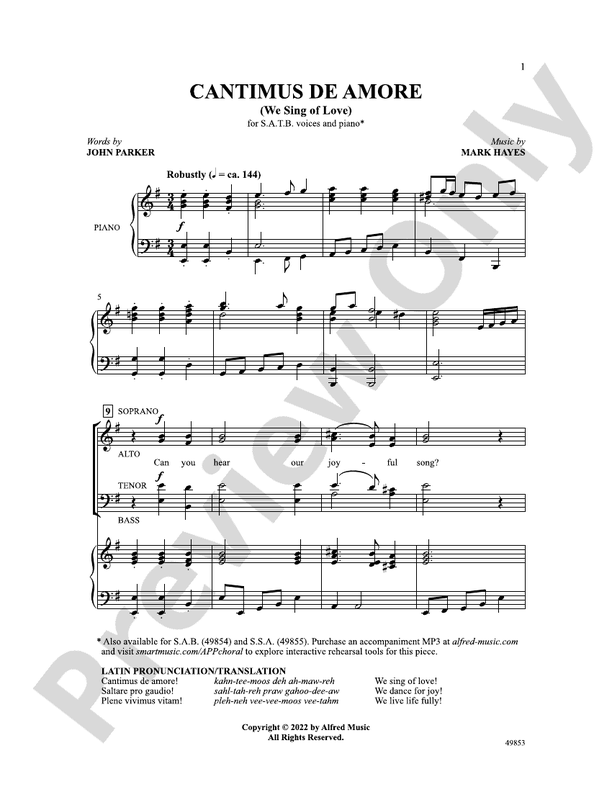 Cantimus de Amore - SATB Choral Octavo (Digital Download)