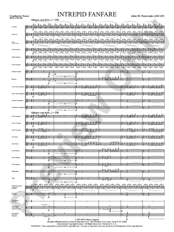 Intrepid Fanfare - Concert Band Conductor Score & Parts (Digital Download)