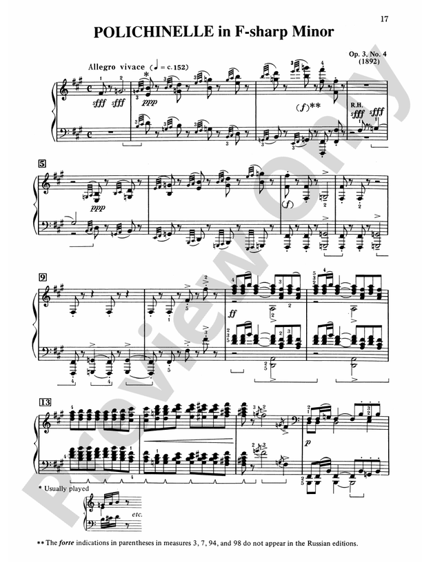 Rachmaninoff - Selected Works - Piano (Digital Download)