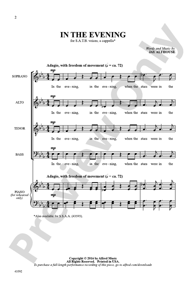 In the Evening – SATB Choral Octavo (Digital Download)