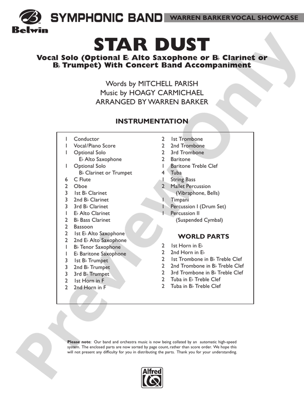 Star Dust (Grade 4) - Concert Band Conductor Score & Parts (Digital Download)
