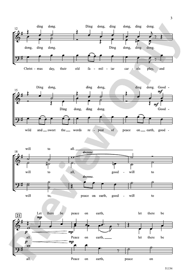 I Heard the Bells - 3 Part Mixed A Cappella Choral Octavo (Digital Download)