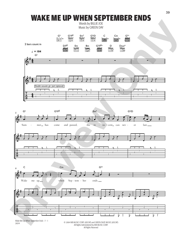 Wake Me Up When September Ends - Guitar TAB (Digital Download)
