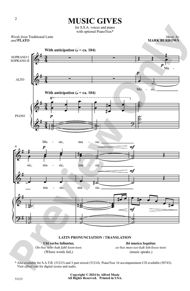Music Gives - SSA Choral Octavo (Digital Download)