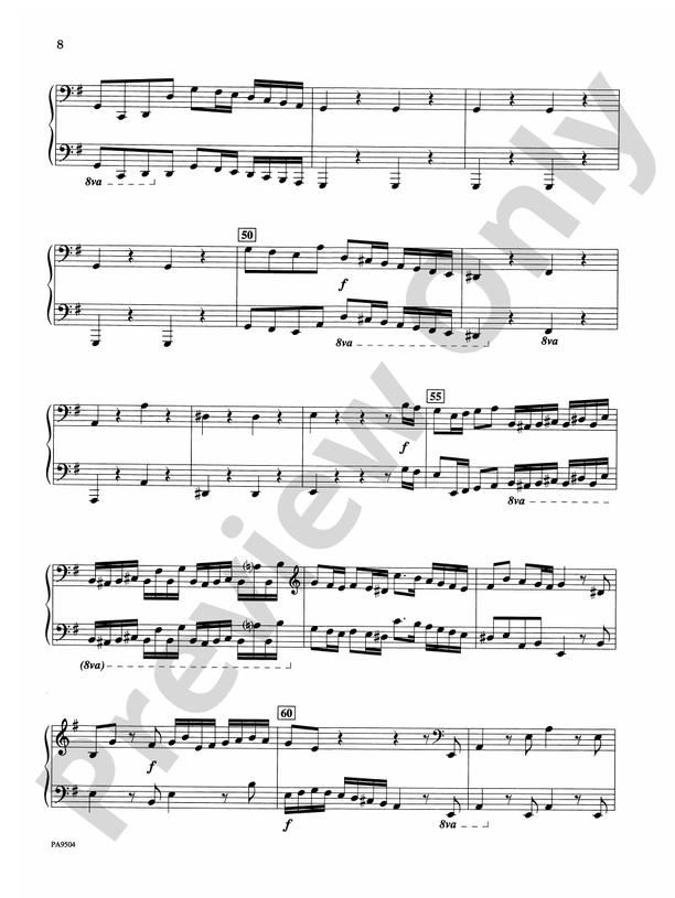 Brandenburg Concerto No. 3 (First Movement) - 2 Pianos, 8 Hands (Digital Download)