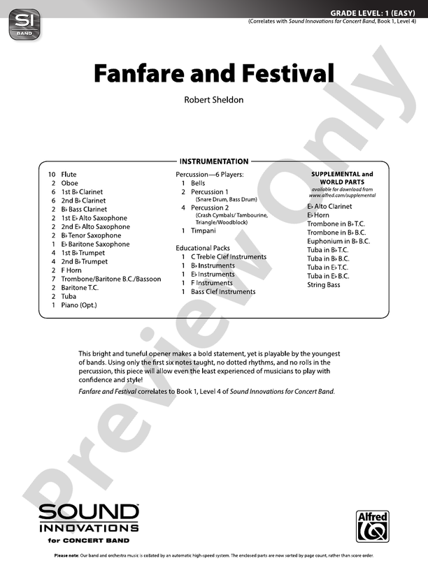 Fanfare and Festival - Concert Band Conductor Score & Parts (Digital Download)