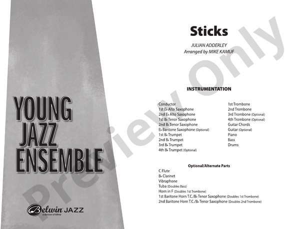 Sticks - Jazz Ensemble Conductor Score & Parts (Digital Download)