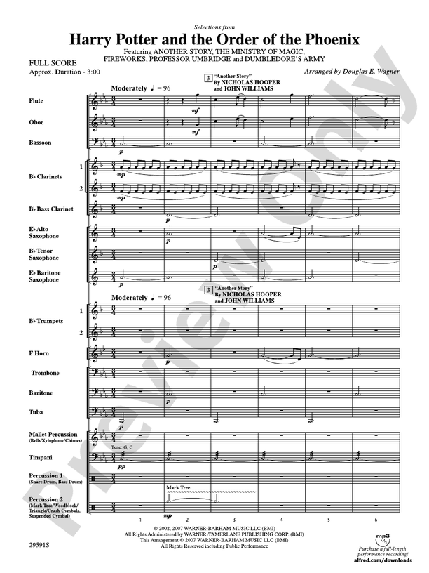 Harry Potter and the Order of the Phoenix, Selections From - Concert Band Conductor Score & Parts (Digital Download)