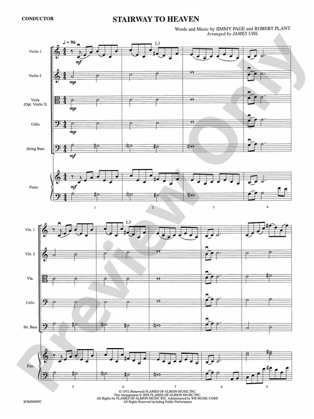 Stairway to Heaven – String Orchestra Conductor Score & Parts (Digital Download)